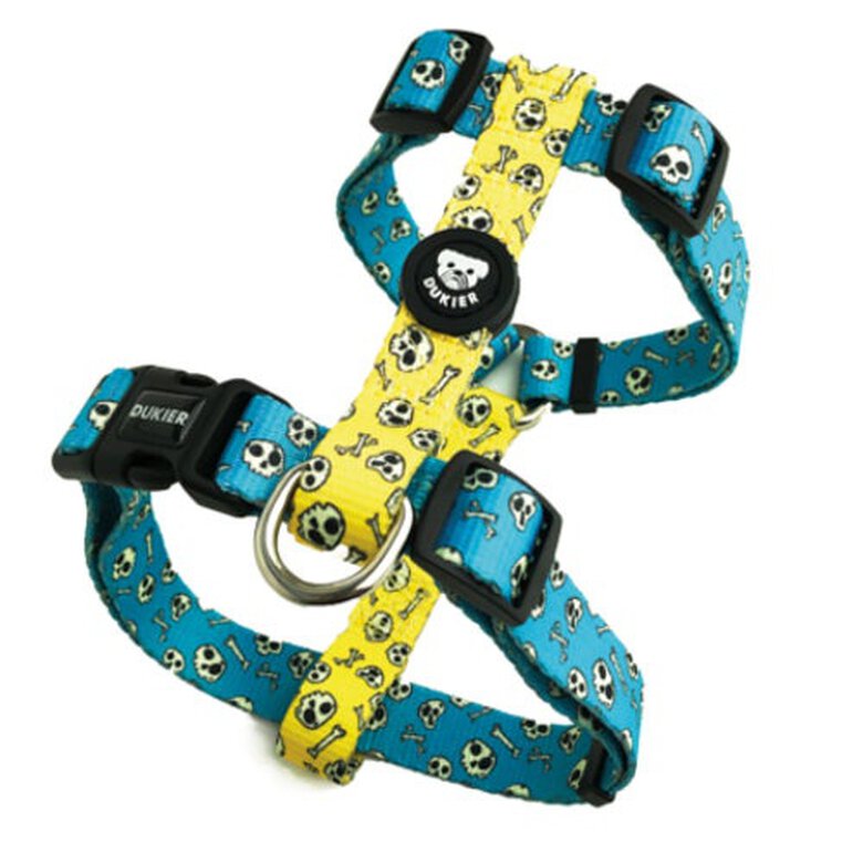 Dukier Skulls Peitoral clássico com estampado de caveiras para cães,  Imagem número 1 Dukier Skulls clásico calaveras arnés para perros Imagem número 1