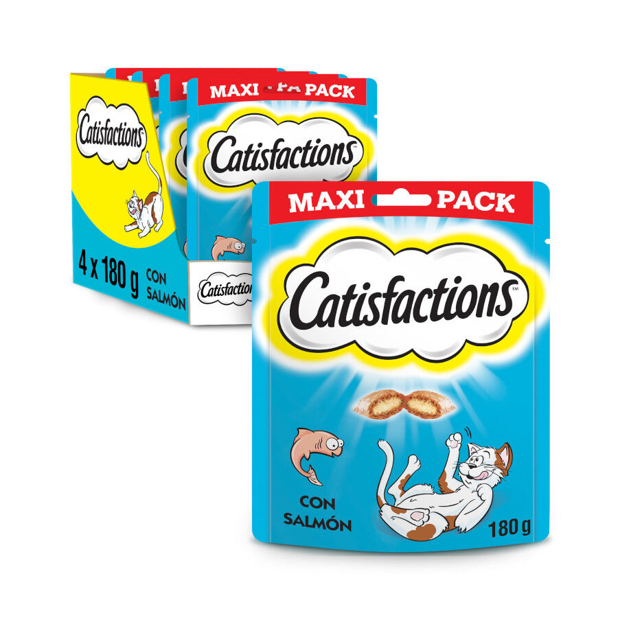 4 pacotes x 180 g Catisfactions Biscoitos de Salm&atilde;o para Gatos Pack poupan&ccedil;a!, , large Imagem n&uacute;mero 1