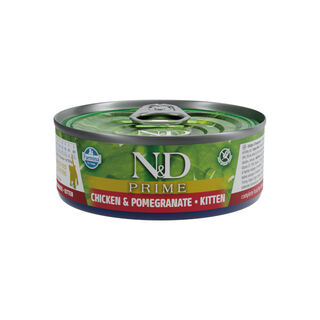 Farmina N&D Prime Kitten Frango e Romã lata para gatos