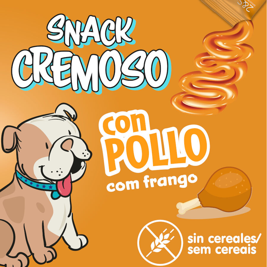 4 saquetas x 15 g 2&Snacks Snacks Cremosos com Frango para c&atilde;es, , large Imagem n&uacute;mero 3