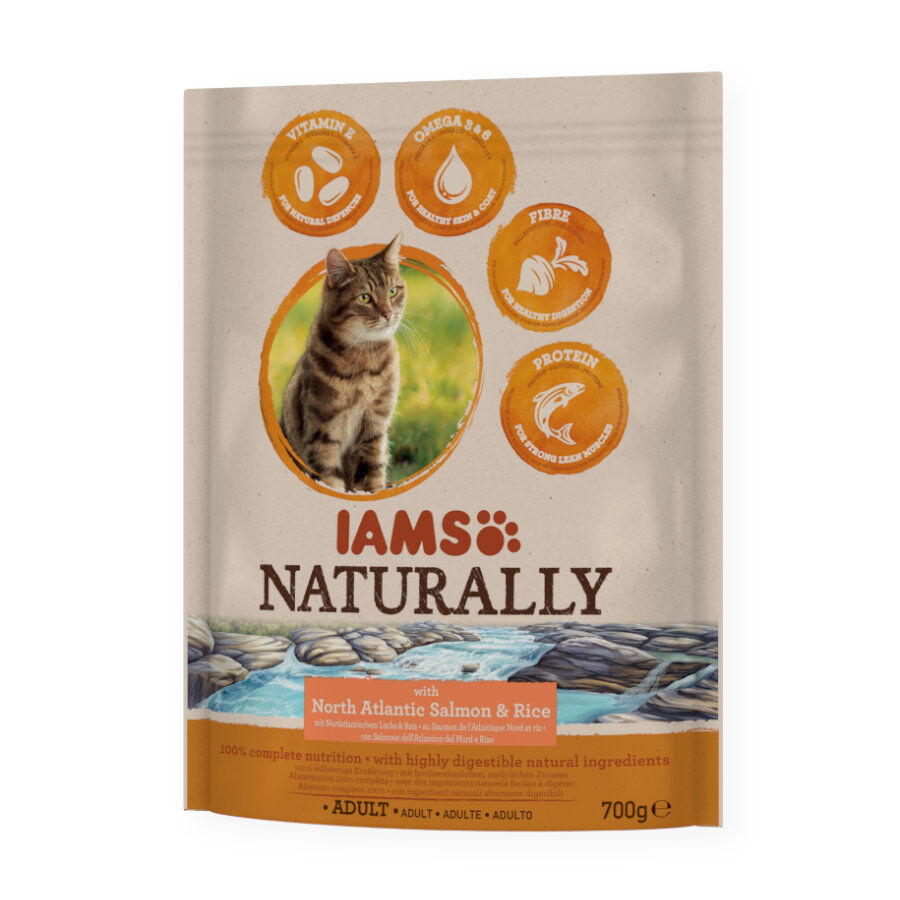 700 g IAMS Adult Naturally Salm&atilde;o ra&ccedil;&atilde;o para gatos, , large Imagem n&uacute;mero 1