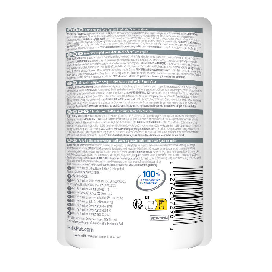 12 saquetas x 85 g Hill's Science Plan Sterilised Mature Peixe Oce&aacute;nico saqueta de molho para gatos, , large Imagem n&uacute;mero 9