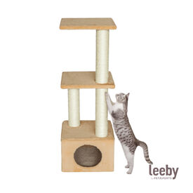 Leeby Colette DoubPost torre arranhadora com cama nido bege para gatos