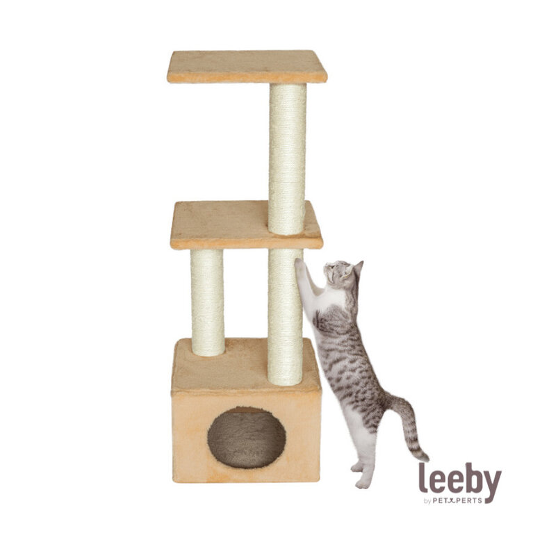 Leeby Colette DoubPost torre arranhadora com cama nido bege para gatos,  Imagem número 2 Leeby Colette DoubPost torre arranhadora com cama nido bege para gatos, , large Imagem número 2