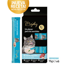 Majesty Snack L&iacute;quido de Atum com Vieira para gatos
