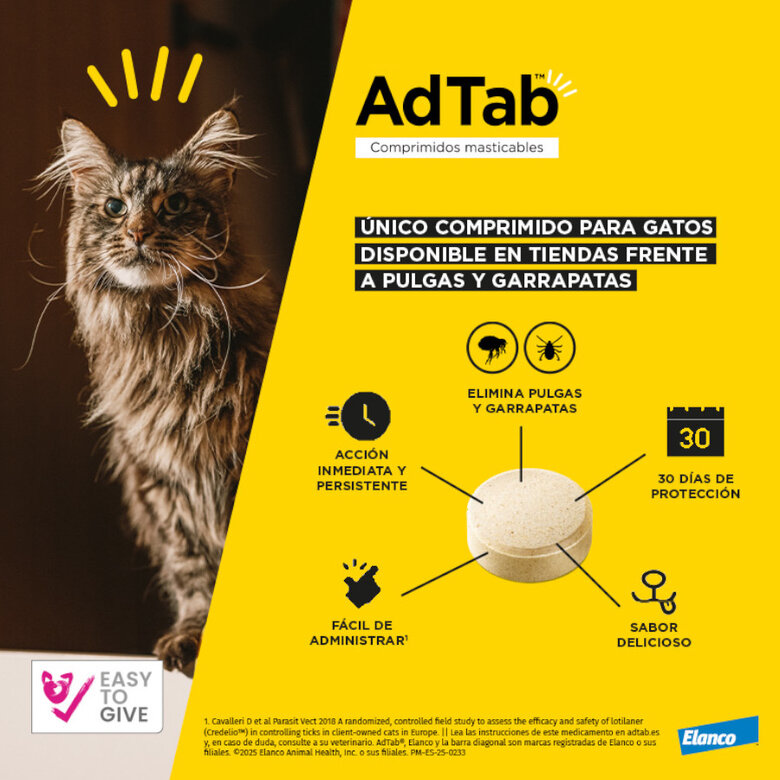 AdTab Comprimidos mastigáveis antiparasitários para gatos,  Imagem número 2 AdTab Comprimidos mastigáveis antiparasitários para gatos, , large Imagem número 2