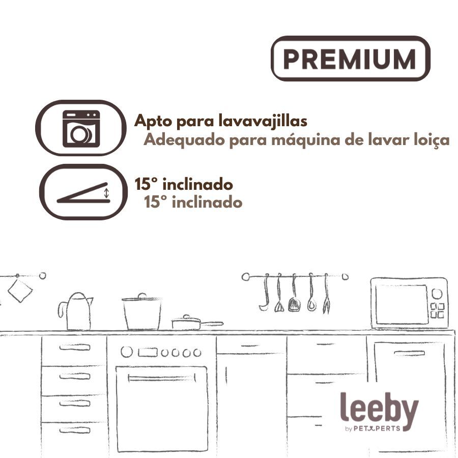 Leeby Comedouro Elevado Inclinado de Cer&acirc;mica Branco para gatos, , large Imagem n&uacute;mero 5