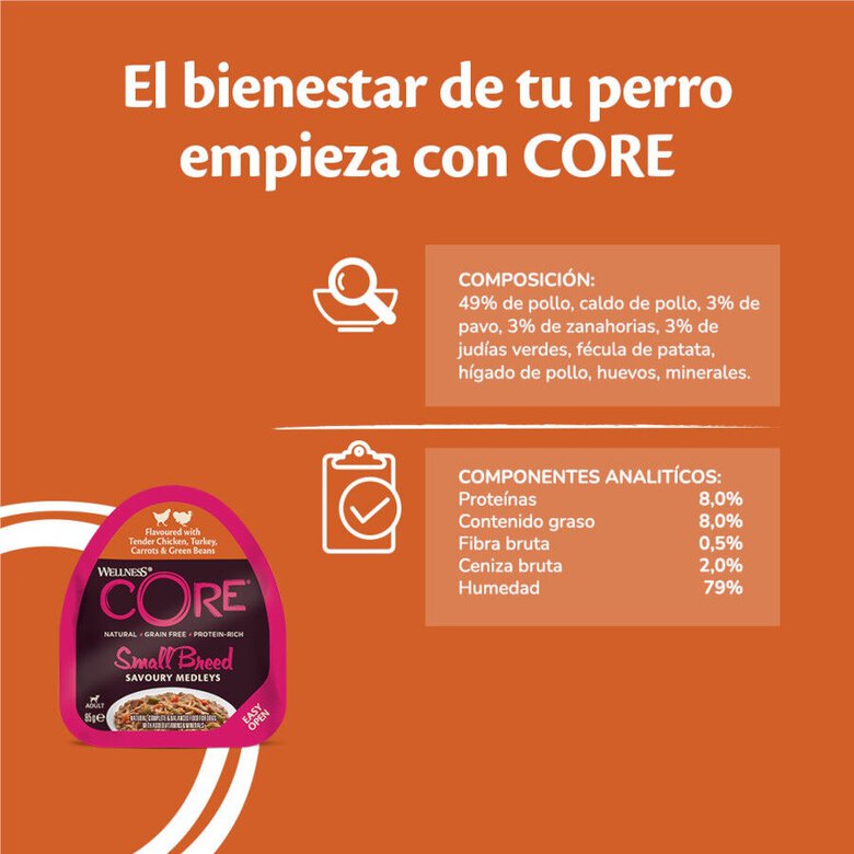 85 g Wellness Core Small Breed Grain Free Frango e Peru Terrina para cães,  Imagem número 4 85 g Wellness Core Small Breed Grain Free Frango e Peru Terrina para cães, , large Imagem número 4