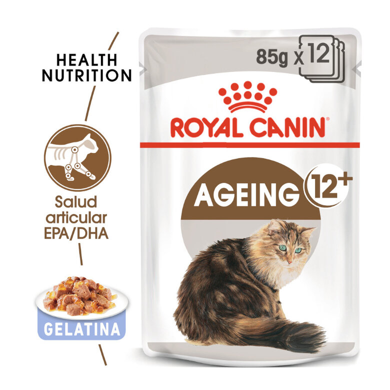 85 g Royal Canin Ageing 12+ alimento húmido com molho em saquetas para gatos,  Imagem número 2 85 g Royal Canin Ageing 12+ alimento húmido com molho em saquetas para gatos, , large Imagem número 2