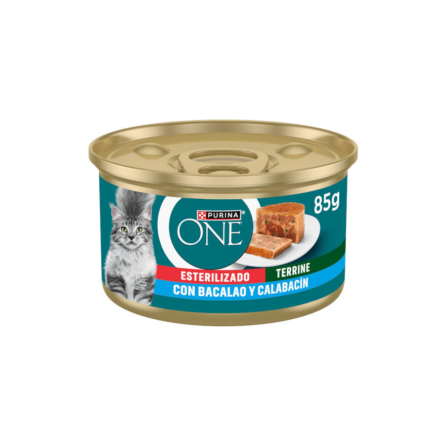 85 g Purina ONE Terrine de Bacalhau e Abobrinha Esterilizada lata para gatos, , large Imagem n&uacute;mero 1