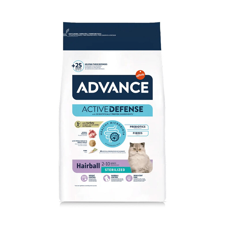 Advance Active Defense Sterilized Hairball Peru e Cevada ração para gatos, , large image number null