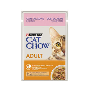 Saqueta de salmão Purina Cat Chow para gatos