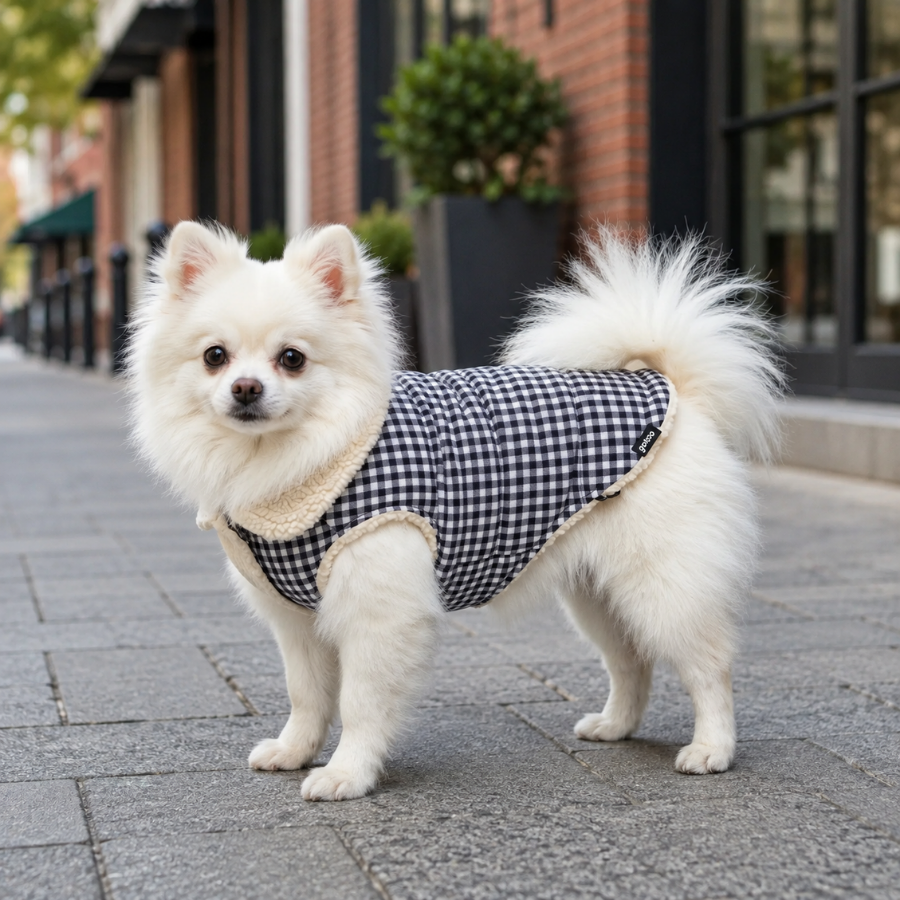 Gotoo Casaco Azul com Padr&atilde;o Vichy para c&atilde;es, , large Imagem n&uacute;mero 1