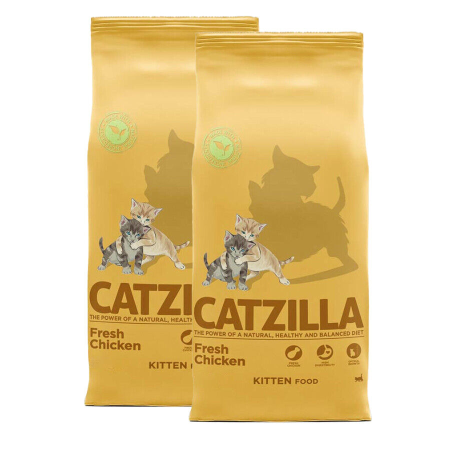 2 x 6 kg Catzilla Kitten Frango ra&ccedil;&atilde;o para gatos Pack poupan&ccedil;a!, , large Imagem n&uacute;mero 1