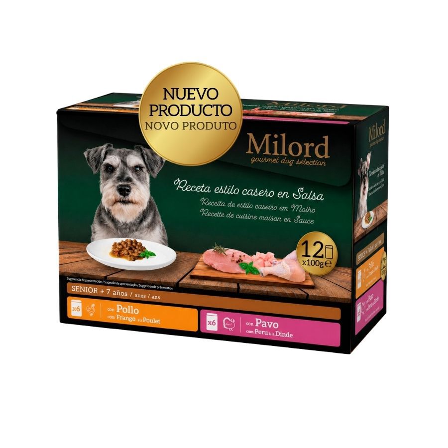 12 x 100 g Milord Senior +7 Receita ao estilo caseiro em molho Saquetas para c&atilde;es - Multipack, , large Imagem n&uacute;mero 1