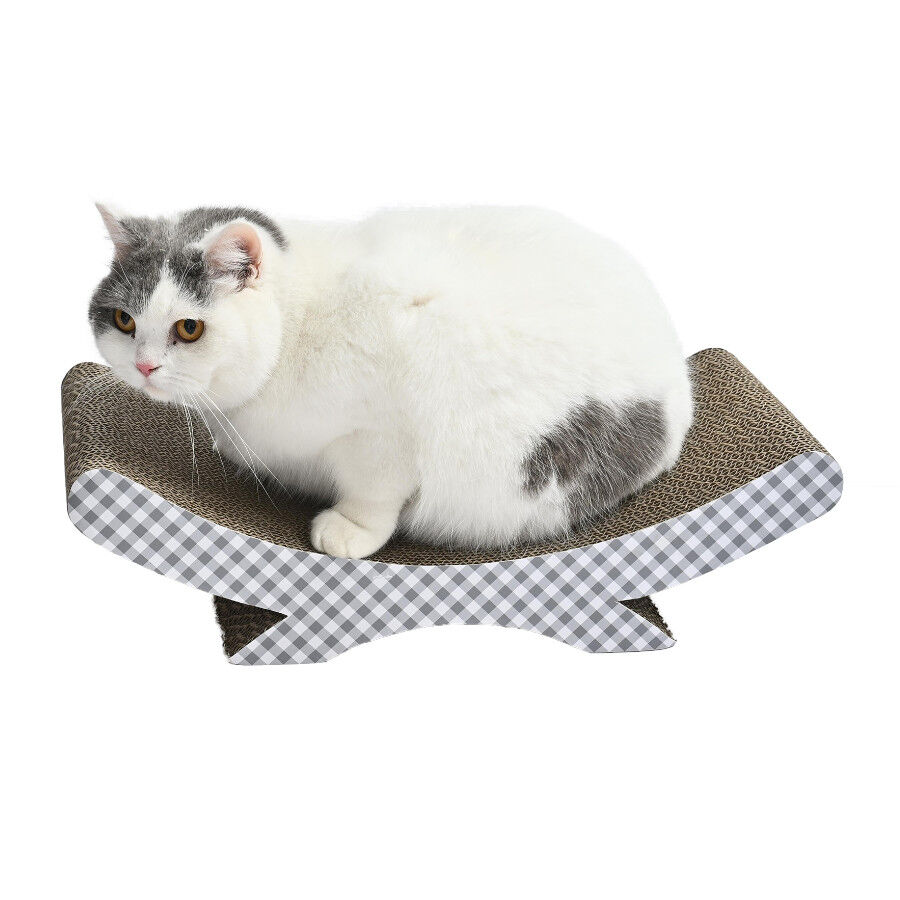 Leeby Remy Rocker arranhador de cart&atilde;o horizontal com padr&atilde;o vichy para gatos, , large Imagem n&uacute;mero 9