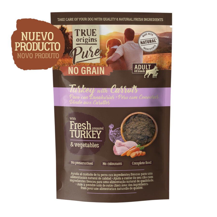 True Origins Pure Comida h&uacute;mida de peru com cenoura em saqueta para c&atilde;es , , large Imagem n&uacute;mero 2