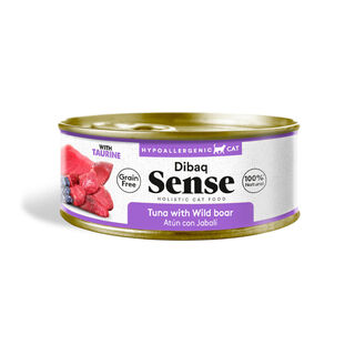 Lata de atum e javali hipoalergênico sem grãos Dibaq Sense para gatos