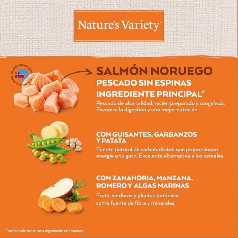 7 kg Nature's Variety No Grain Adult Sterilised Salmão da Noruega ração para gatos,  Imagem número 4 7 kg Nature's Variety No Grain Adult Sterilised Salmão da Noruega ração para gatos, , large Imagem número 4