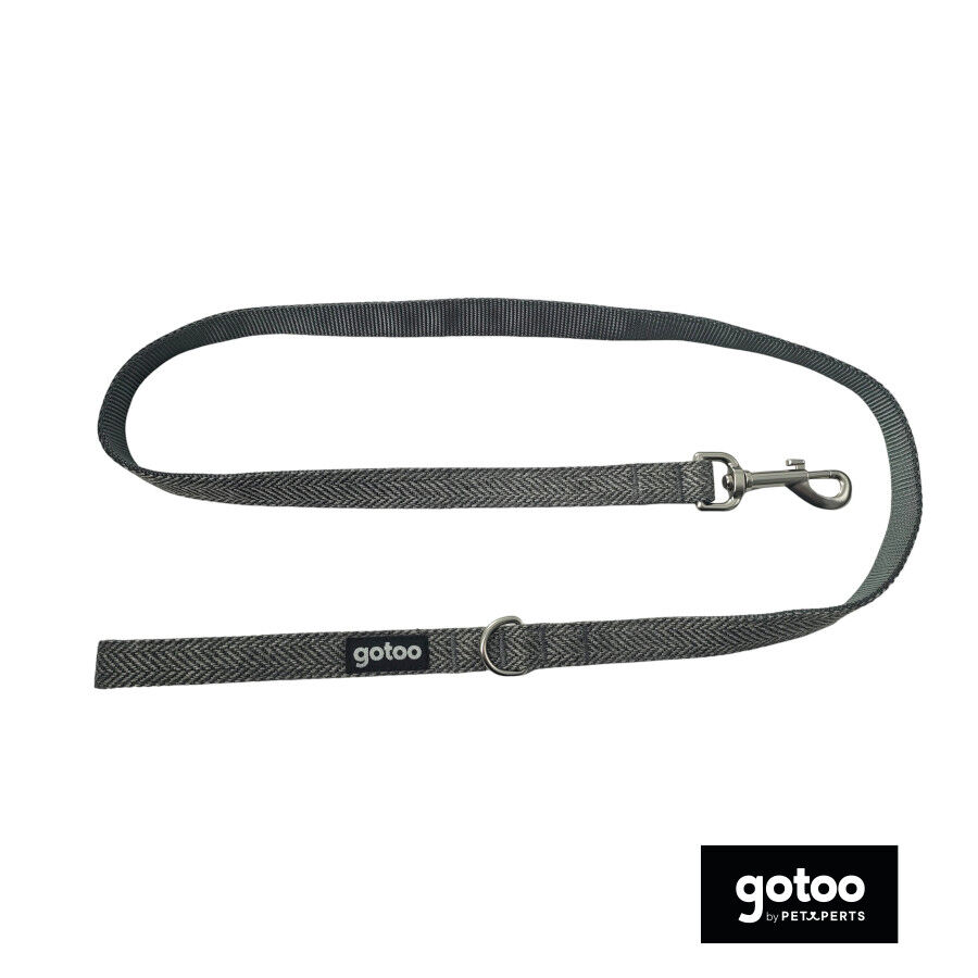 Gotoo Trela estampada herringbone cinza para c&atilde;es, , large Imagem n&uacute;mero 2
