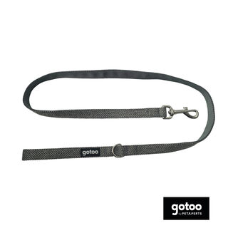 Gotoo Trela estampada herringbone cinza para cães