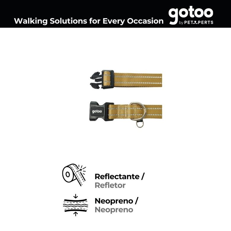 Gotoo Coleira refletora de nylon bege para cães,  Imagem número 4 Gotoo Coleira refletora de nylon bege para cães, , large Imagem número 4