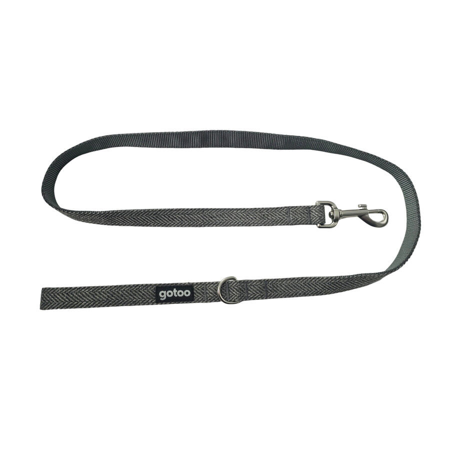 Gotoo Trela estampada herringbone cinza para c&atilde;es, , large Imagem n&uacute;mero 1