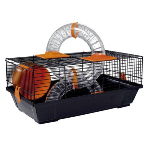 Voltreg&aacute; jaula negra con t&uacute;nel para h&aacute;msters Imagem n&uacute;mero 1