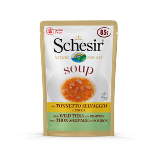 Schesir Soup Atum e Abóbora saqueta para gatos