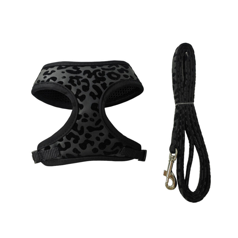 Gotoo Coleira e Peitoral Estampado Animal Preto para Gatos, , large Imagem n&uacute;mero 1