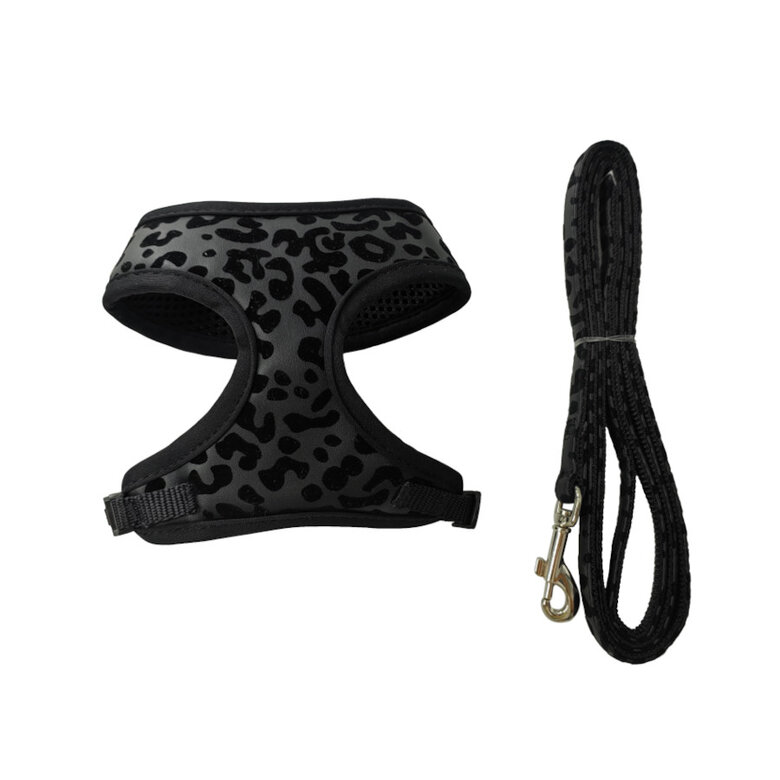 Gotoo Coleira e Peitoral Estampado Animal Preto para Gatos,  Imagem número 1 Gotoo Coleira e Peitoral Estampado Animal Preto para Gatos, , large Imagem número 1
