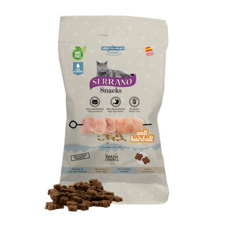 Serrano Snacks Anti Bola de Pelo de Frango para gatos