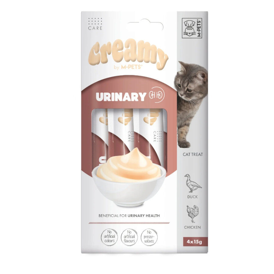4 sobres x 15 g M-Pets Creamy Urinario Pato y Pollo snack para gatos, , large Imagem n&uacute;mero 3