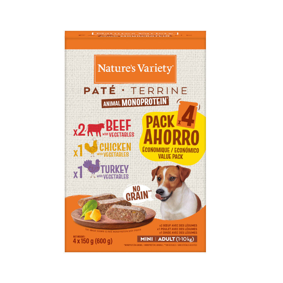 4 saquetas x 150 g Nature's Variety Adult Mini Pat&ecirc; saqueta para c&atilde;es, , large Imagem n&uacute;mero 3