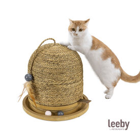 Leeby Beau arranhador redondo com brinquedo para gatos