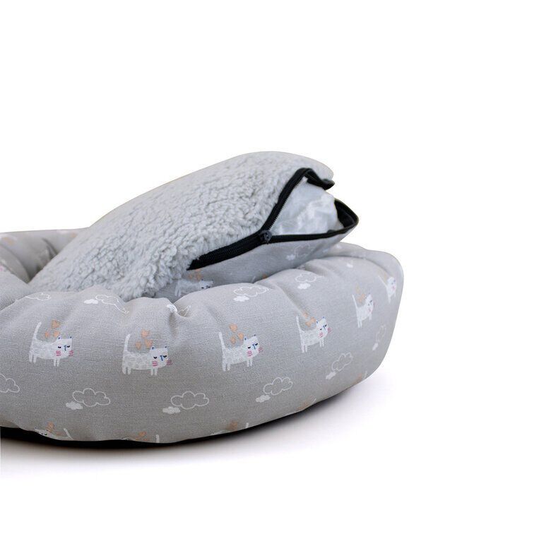 Leeby Cama Donut Antiderrapante Cinzenta para gatos, , large Imagem n&uacute;mero 3