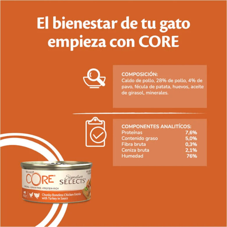 79 g Wellness Core Chunky frango e peru lata para gatos,  Imagem número 3 79 g Wellness Core Chunky frango e peru lata para gatos, , large Imagem número 3