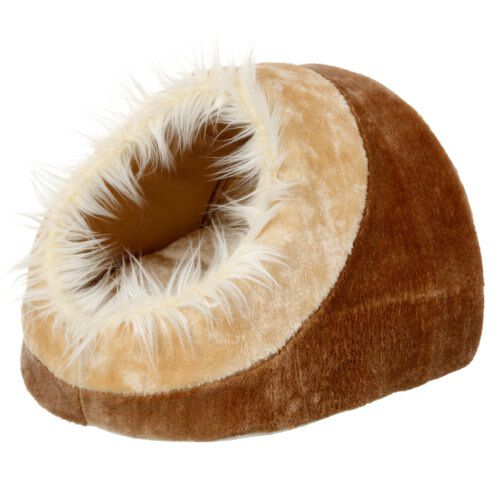 Flamingo marr&oacute;n y beige cueva suave para gatos Imagem n&uacute;mero 1