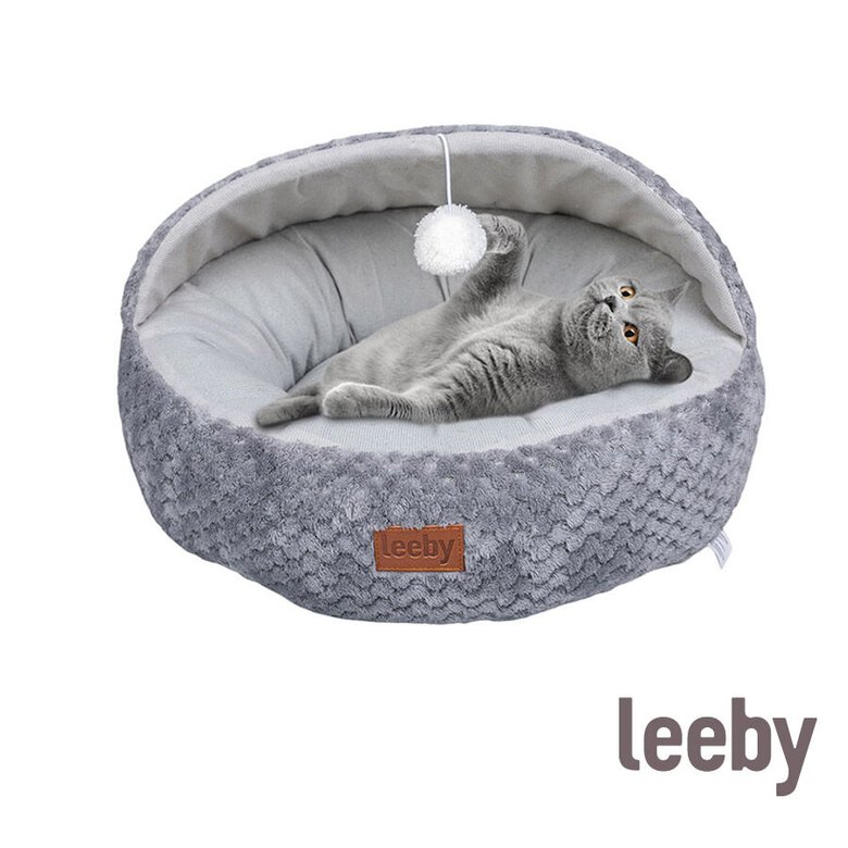 Leeby Alcofa Cinzenta e Branca com Brinquedo para gatos,  Imagem número 2 Leeby Alcofa Cinzenta e Branca com Brinquedo para gatos, , large Imagem número 2