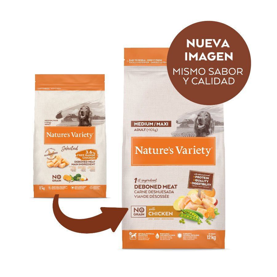 12 kg (10 + 2 kg gr&aacute;tis!) Nature's Variety No Grain Adult Medium Maxi Ra&ccedil;&atilde;o de frango para c&atilde;es, , large Imagem n&uacute;mero 2