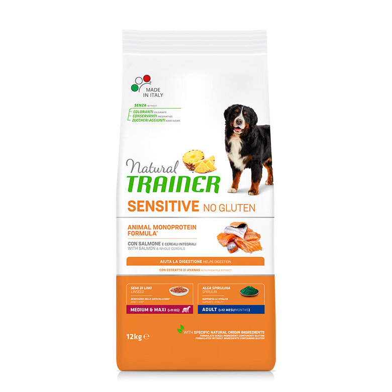 Natural Trainer Adult Medium&Maxi Sensitive Salmão ração para cães, , large image number null