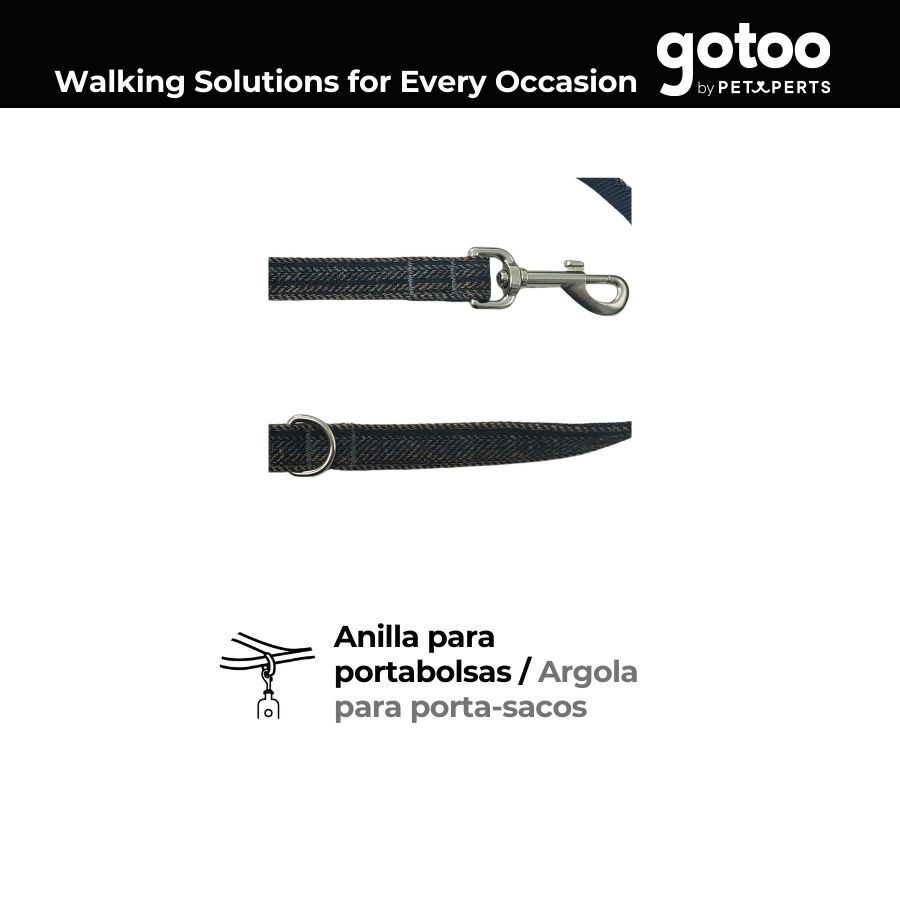 Gotoo Trela estampada tweed azul para c&atilde;es, , large Imagem n&uacute;mero 3