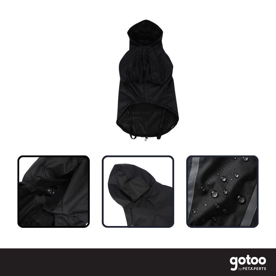 Gotoo Casaco Imperme&aacute;vel Refletor Preto para c&atilde;es, , large Imagem n&uacute;mero 3