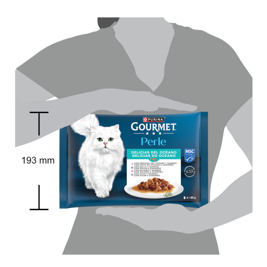 4 saquetas x 85 g Purina Gourmet Perle L&aacute;minas de Delicias do Oceano saquetas em molho para gatos, , large Imagem n&uacute;mero 3