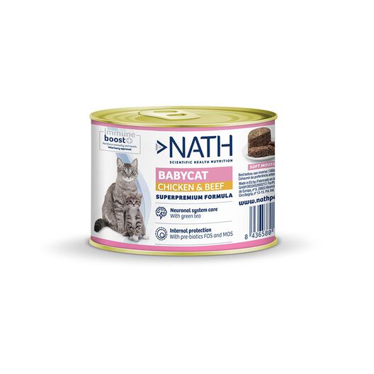 Nath lata de alimento húmedo mousse Babycat pollo y ternera 200 gr image number null