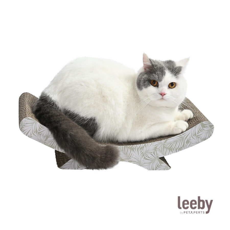 Leeby Remy Rocker arranhador de cart&atilde;o horizontal com padr&atilde;o de folhas para gatos, , large Imagem n&uacute;mero 2