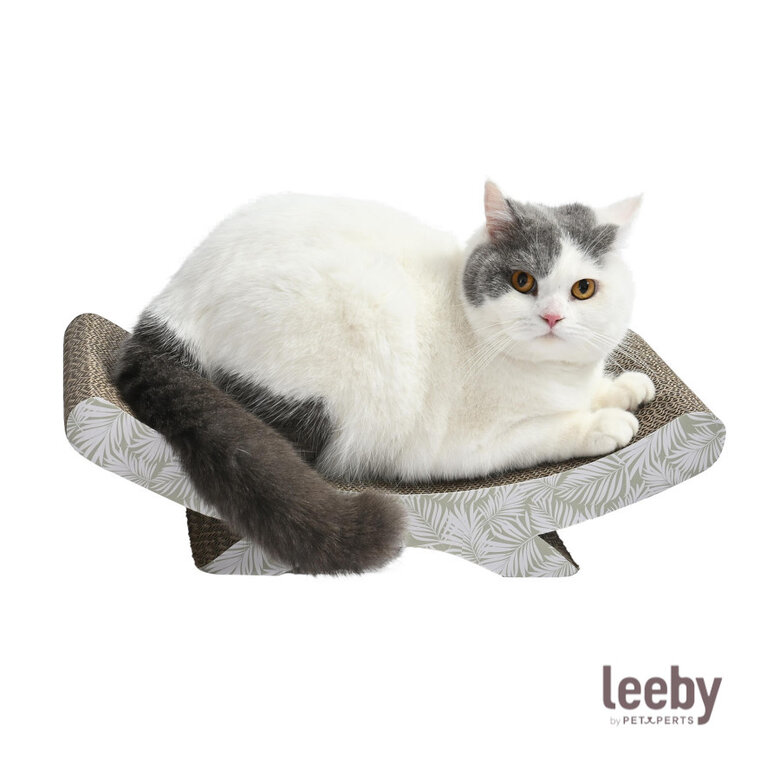 Leeby Remy Rocker arranhador de cartão horizontal com padrão de folhas para gatos,  Imagem número 2 Leeby Remy Rocker arranhador de cartão horizontal com padrão de folhas para gatos, , large Imagem número 2