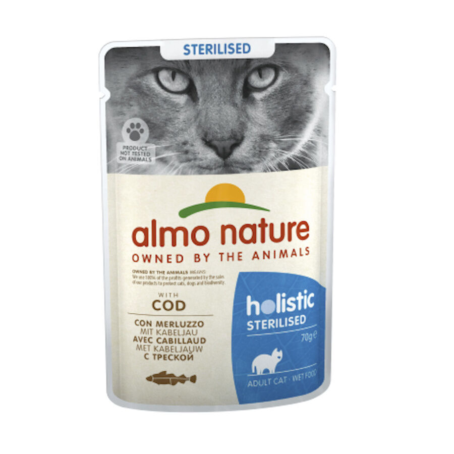 70 g Almo Nature Sterilised Bacalhau saqueta para gatos, , large Imagem n&uacute;mero 1