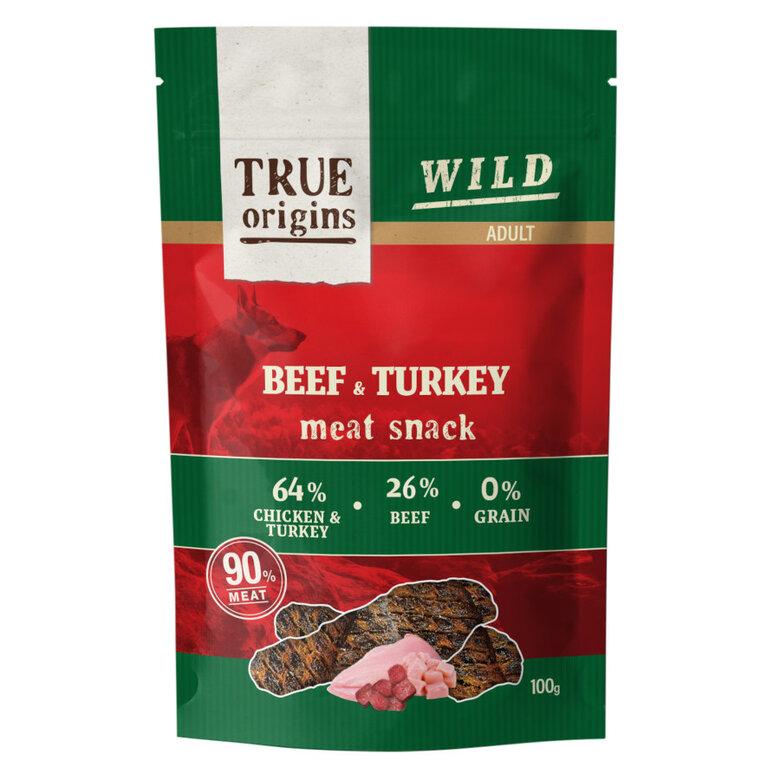100 g True Origins Wild Adult Snack de vitela e peru para cães,  Imagem número 1 100 g True Origins Wild Adult Snack de vitela e peru para cães, , large Imagem número 1