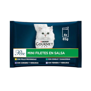 Gourmet Perle Filetes de Carne com Legumes em molho saquetas para gatos